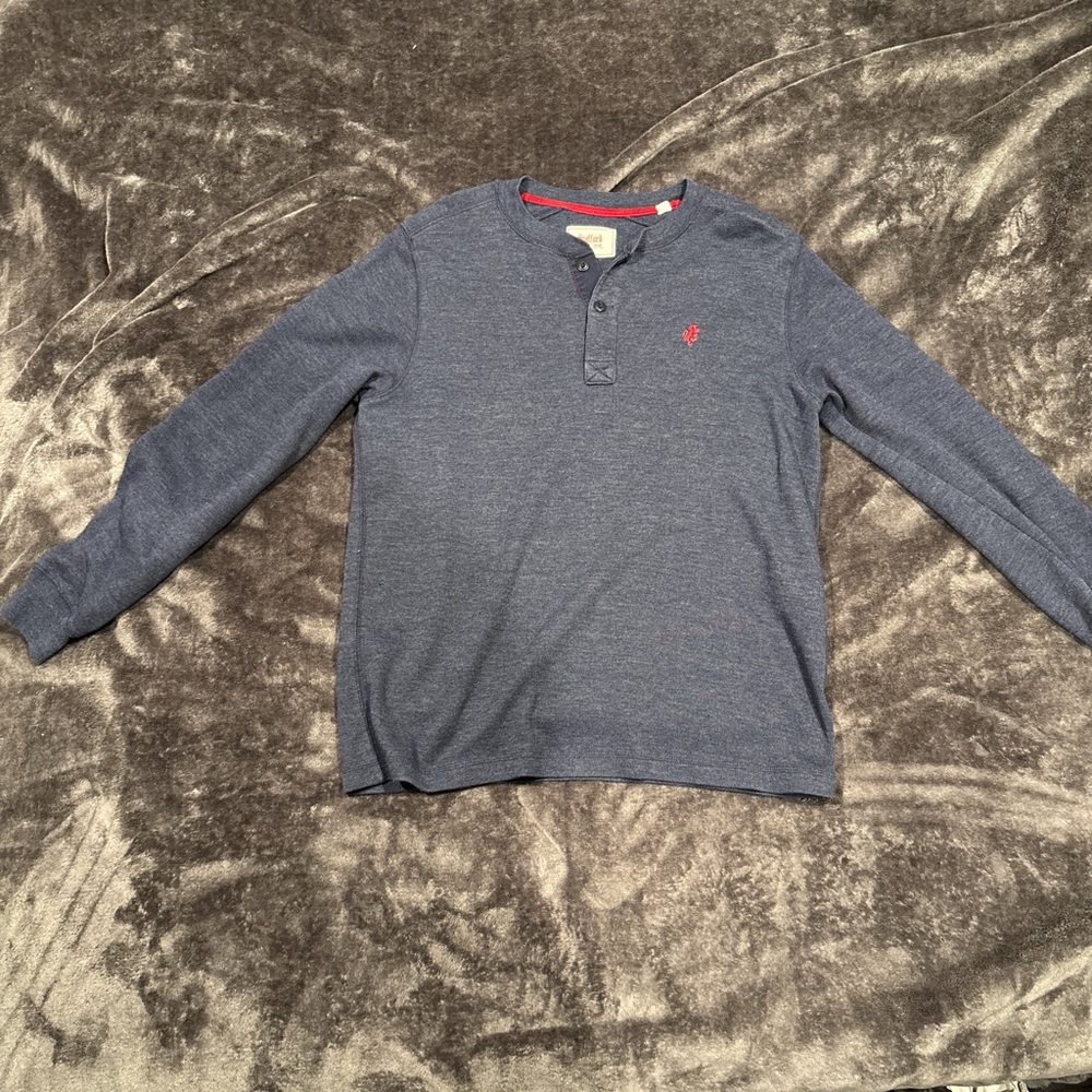 Stafford Men Long Sleeve Henley - Heather Blue